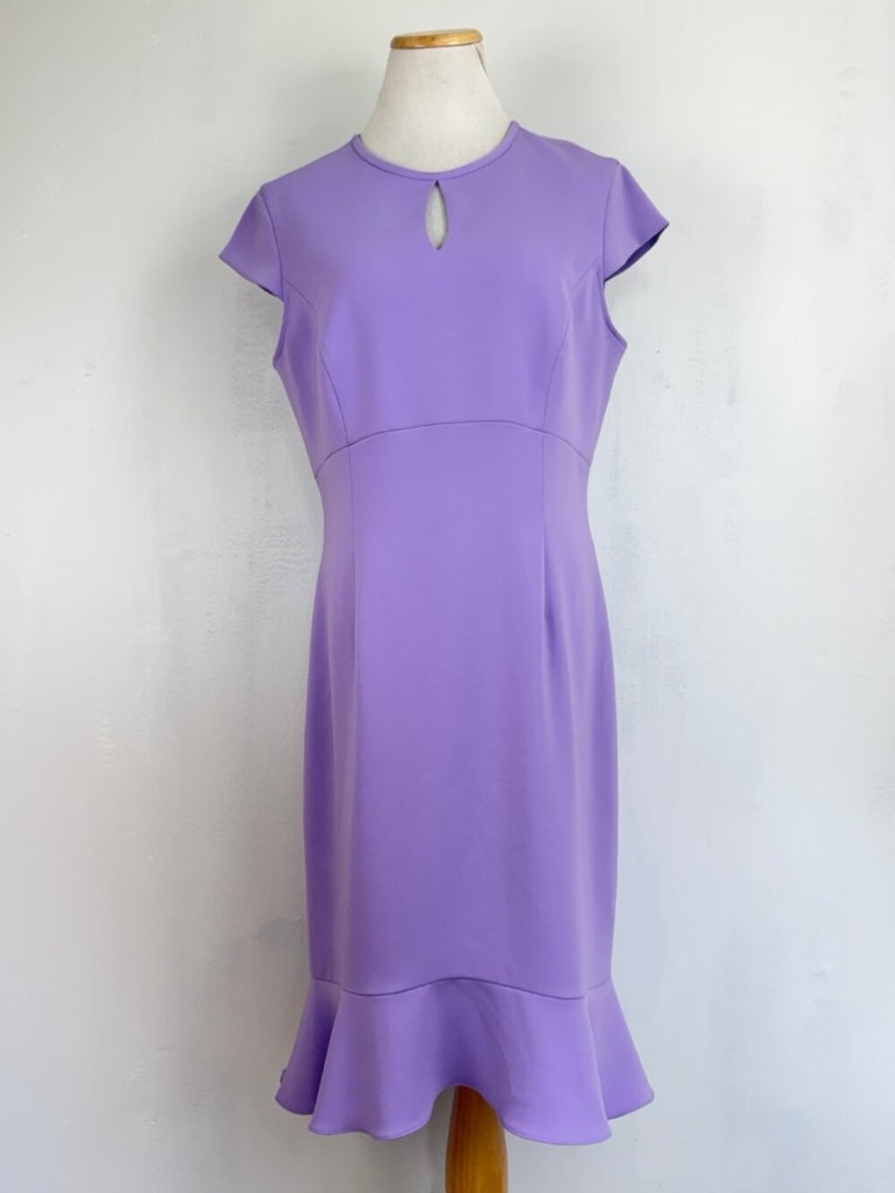 NWT Nora Gardner Dress Light Purple Cap Sleeves Ruffle Hem Knee Length Size 10